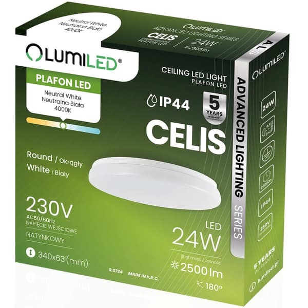 LED loftlampe 24W 4000K 2500lm Rund IP44 Hvid ALS
