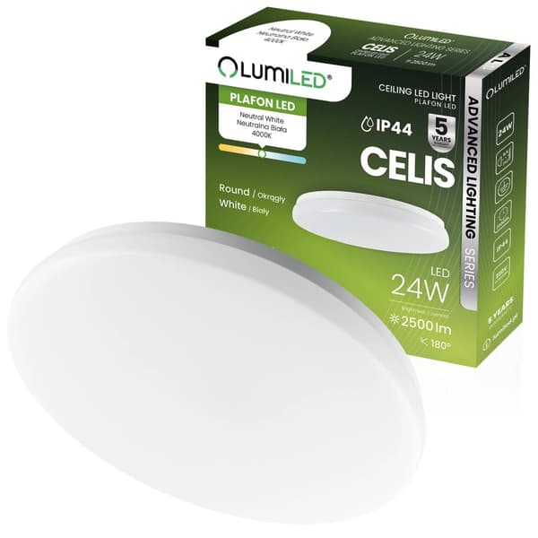 LED loftlampe 24W 4000K 2500lm Rund IP44 Hvid ALS