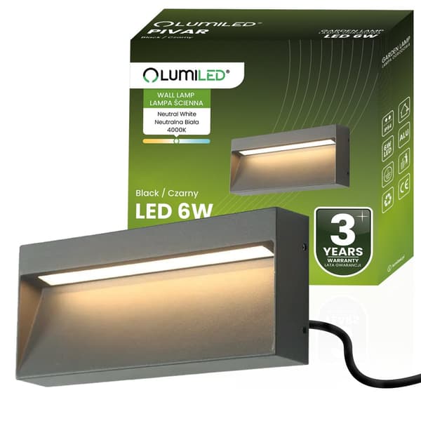 Puutarhavalaisin ulkoseinävalaisin julkisivuun 6W LED IP54 480lm 4000K PIVAR