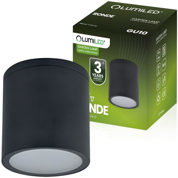 Pinta-asennettava putkipuutarhavalaisin ulkokäyttöön GU10 LED IP54 pyöreä 95 mm