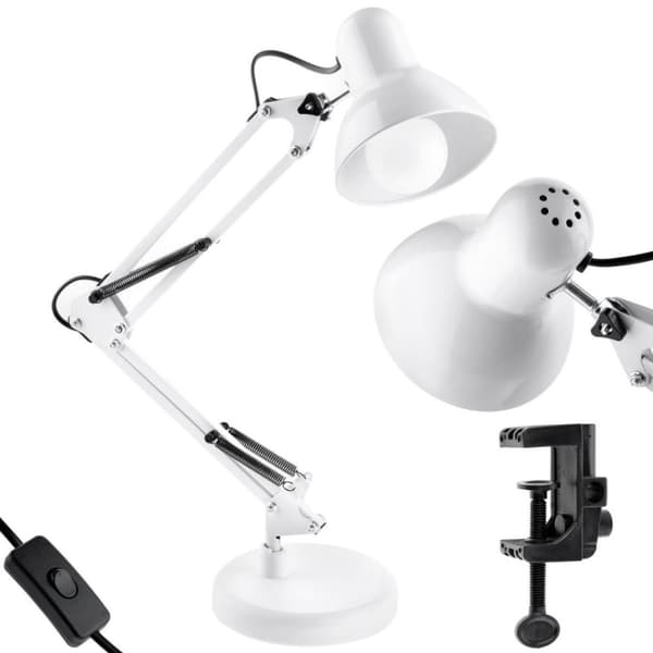 Skrivebordslampe med E27 TOBI hvid bordholder