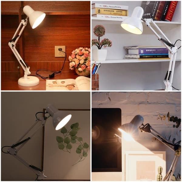 Skrivebordslampe med E27 TOBI hvid bordholder