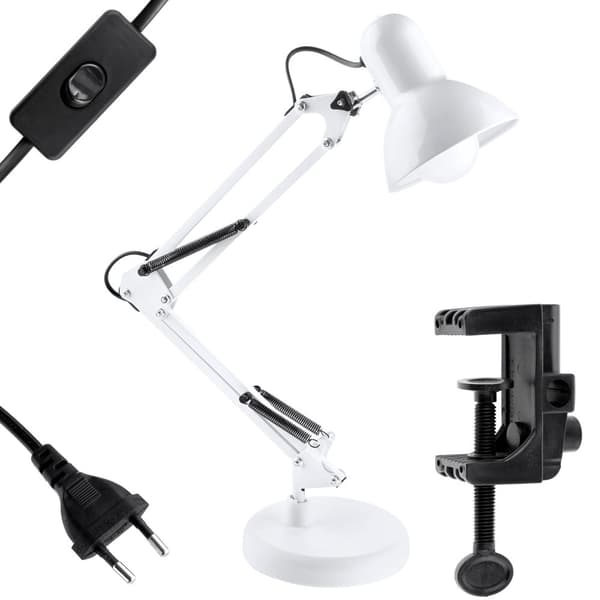 Skrivebordslampe med E27 TOBI hvid bordholder