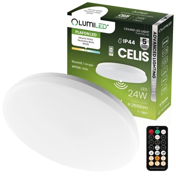 LED loftlampe overflademonteret 24W 4000K 2500lm rund bevægelsessensor
