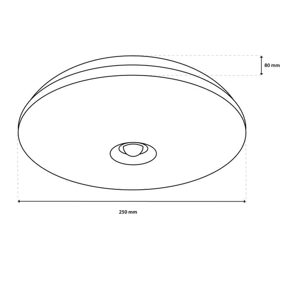 LED loftslampe overflademonteret 12W rund bevægelsessensor IP44 25 cm