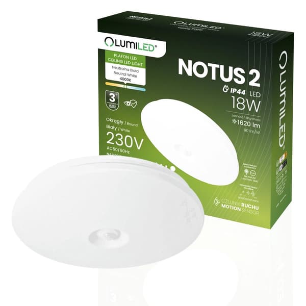 LED loftlampe overflademonteret 18W rund IP44 33 cm bevægelsessensor