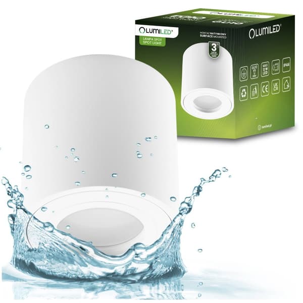 Overflademonteret HALOGEN Fast GU10 Rund IP44 Hermetisk Hvid 83mm