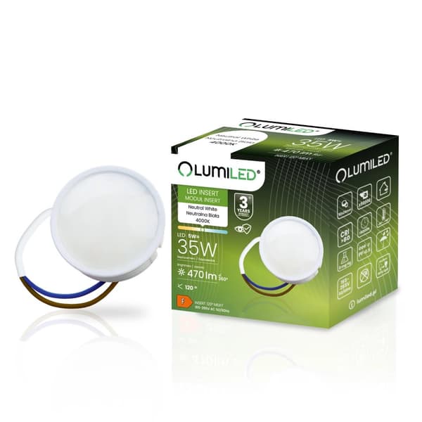 LED-armaturindsats INSERT Milky-modul 5W = 35W 120° 470lm 3000K Varm