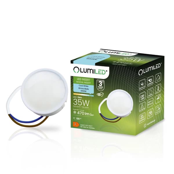 LED-armaturindsats INSERT Milky-modul 5W = 35W 120° 470lm 6500K Kold