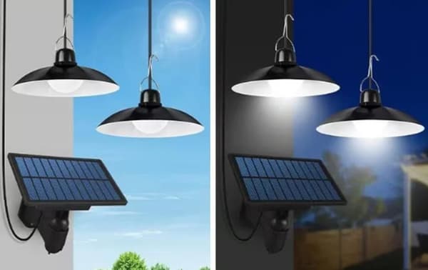 Solcellsdriven LED-lampa för utomhusbruk, trädgård, 4000K, IP44, fjärrkontroll, lusthus, terrass, 2 lampor
