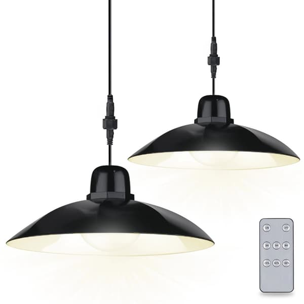 Solcellsdriven LED-lampa för utomhusbruk, trädgård, 4000K, IP44, fjärrkontroll, lusthus, terrass, 2 lampor
