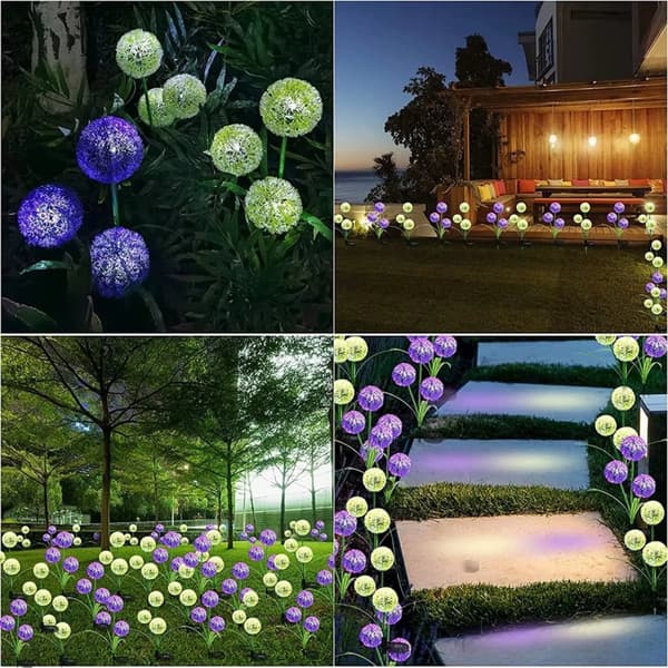 Solcellslampa för trädgård LED PILUS RGB-driven dekorativ blomma vitlök
