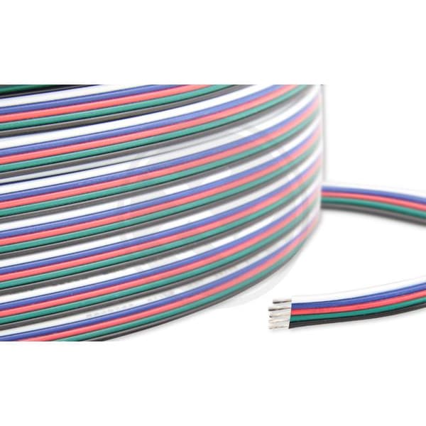 RGBW LED strip kabel flad 5-leder FARVER 1m