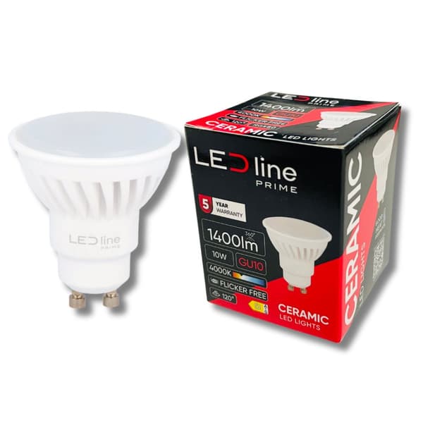 LED-lamppu GU10 10W 4000K Neutraali 1400lm Keraaminen STRONG LED line PRIME
