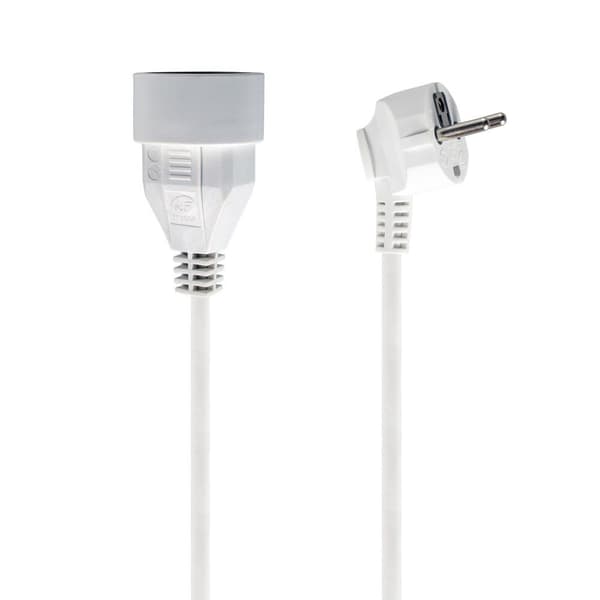Förlängningssladd med jordning 1,5m 3x1mm 1 uttag 10A Vit