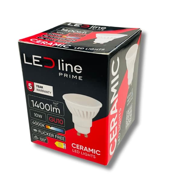 LED-lamppu GU10 10W 2700K LÄMMIN 1400lm Keraaminen STRONG LED line PRIME