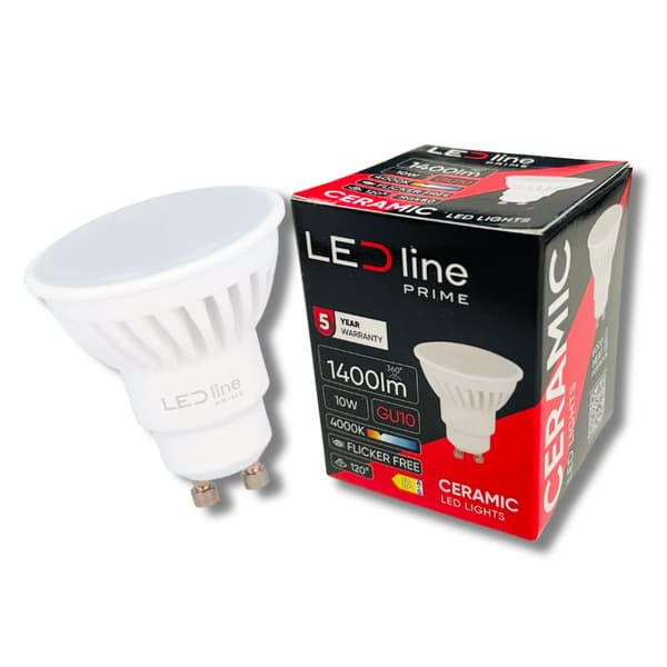 LED-lamppu GU10 10W 2700K LÄMMIN 1400lm Keraaminen STRONG LED line PRIME