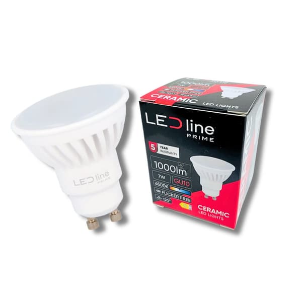 LED-pære GU10 7W 6500K Kold 1000lm Keramisk STRONG LED-linje PRIME