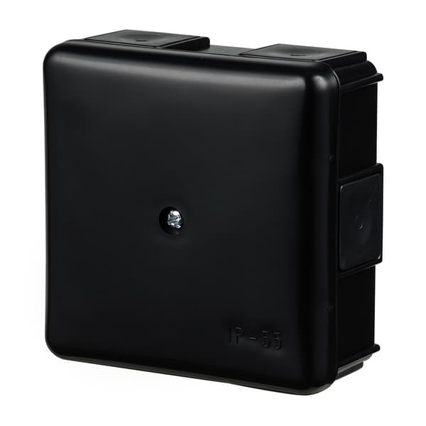 YTMONTERAD DOS IP55 90×90×40mm SVART 0226-02 UTAN INSÄTT 6 gummiuttag