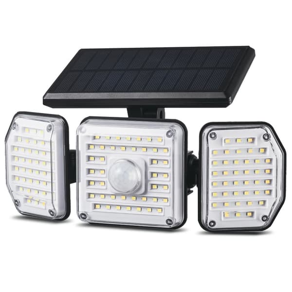 Maclean IP65 Solcelle LED-lampe med bevægelses- og skumrings-til-daggry-sensor IP65 4W 320lm 4000K Li-ion 1200 mAh 3 driftstilstande Projektør Sikkerh