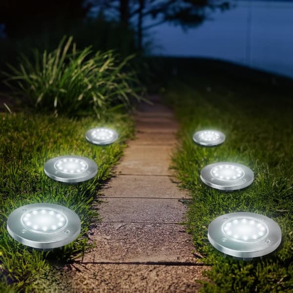 Maclean MCE318 LED-aurinkokäyttöiset polkuvalot maadoituspiikillä 12 LED SMD neutraali valkoinen 4000K 0,7 W aurinkolamppu ulkopolkuvalaisimiin puutar