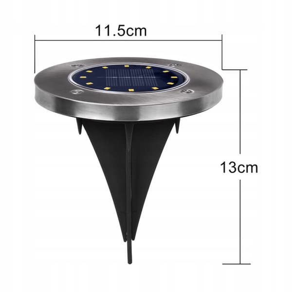 Maclean MCE318 LED-aurinkokäyttöiset polkuvalot maadoituspiikillä 12 LED SMD neutraali valkoinen 4000K 0,7 W aurinkolamppu ulkopolkuvalaisimiin puutar
