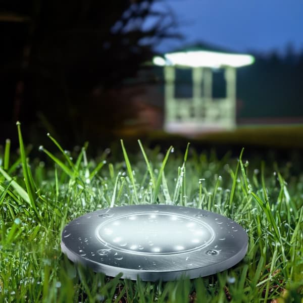 Maclean MCE318 LED-aurinkokäyttöiset polkuvalot maadoituspiikillä 12 LED SMD neutraali valkoinen 4000K 0,7 W aurinkolamppu ulkopolkuvalaisimiin puutar