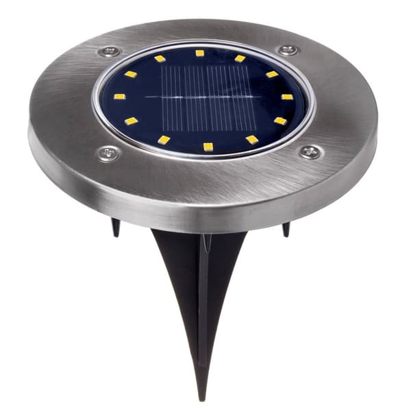 Maclean MCE318 LED solcellslampa för gångväg med jordspett 12 LED SMD neutralvit 4000K 0,7 W solcellslampa för utomhusbelysning trädgårdsbelysning IP4
