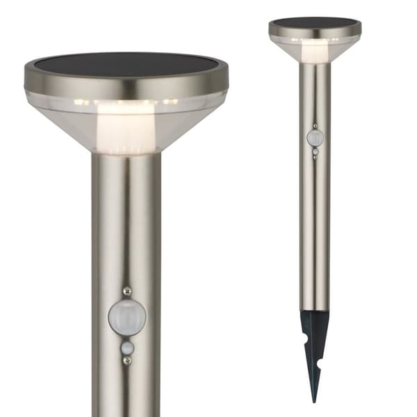 Maclean solcellsdriven LED-lampa, med sensor, 3 lägen, hammare, litiumjon 18650, IP44, 3,7V, 1200 mAh, matt krom, MCE465 C/M