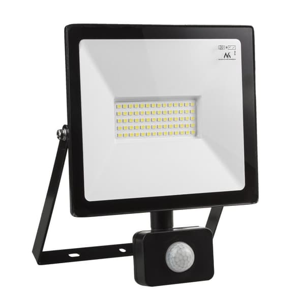 LED-strålkastare med rörelsesensor Maclean, smal 50W, 4000lm, kallvit (6000K), IP44, MCE650 CW PIR