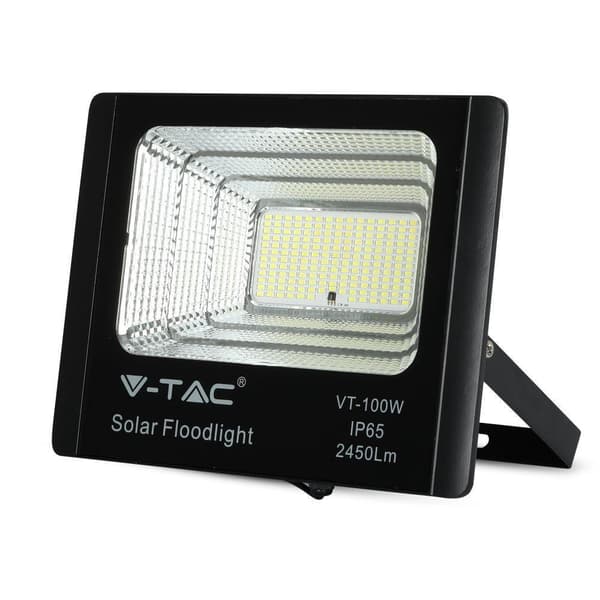V-TAC 35W Sort IP65 Solcelle LED Projektor, Fjernbetjening, Timer VT-100W 4000K 2450lm