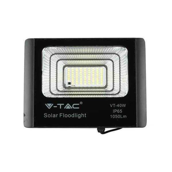 V-TAC 16W Svart IP65 Solcells-LED-projektor, Fjärrkontroll, Timer VT-40W 6000K 1050lm