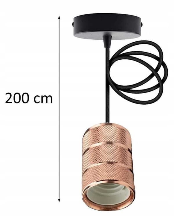 Loftlampe pendel 2m E27 60W rosaguld