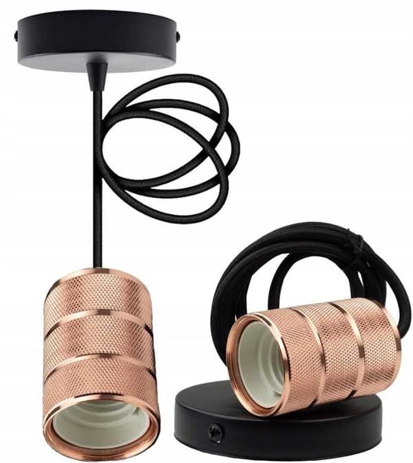 Loftlampe pendel 2m E27 60W rosaguld