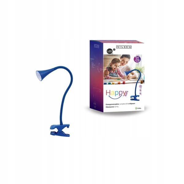Skrivebordslampe E27 HAPPY med klips blå