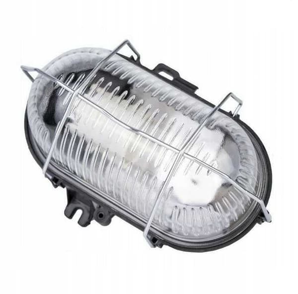 25W E27 kanallampa med metallgaller. IP44-del