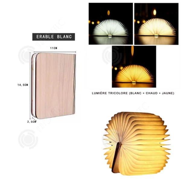 INN Trefärgad boklampa i trä USB Modern Minimalistisk Sensorlampa Vikbar bokform Lampa Mood Light LE