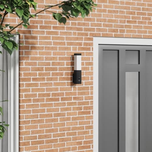 utomhusvägglampa med sensor svart rostfritt stål IP44