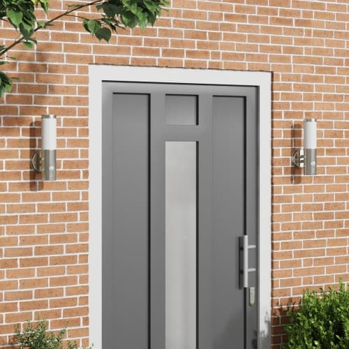 Utomhus vägglampa med sensor 2 st Silver rostfritt stål IP44