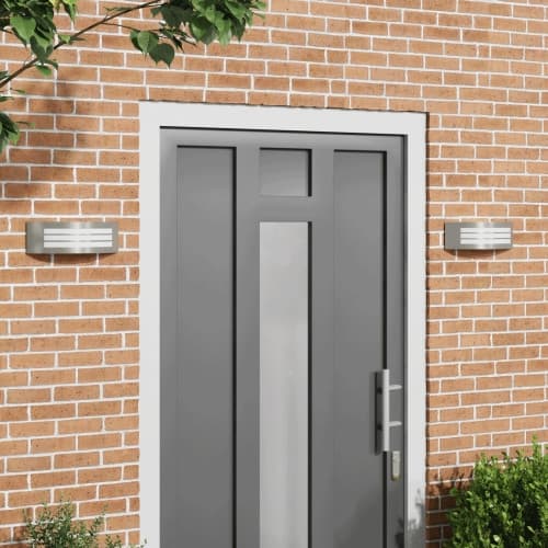 Utomhus vägglampa 2 st silver rostfritt stål IP44