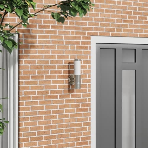 utomhusvägglampa med sensor silver rostfritt stål IP44