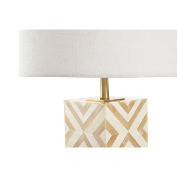 Bordslampa Home ESPRIT Vit Beige Gyllene 50 W 220 V
