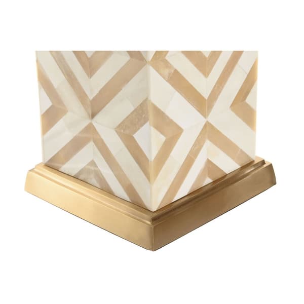 Bordslampa Home ESPRIT Vit Beige Gyllene 50 W 220 V