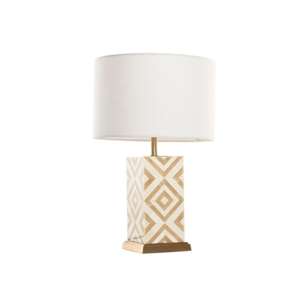Bordslampa Home ESPRIT Vit Beige Gyllene 50 W 220 V