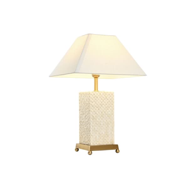 Bordslampa Home ESPRIT Vit Beige Gyllene 50 W 220 V