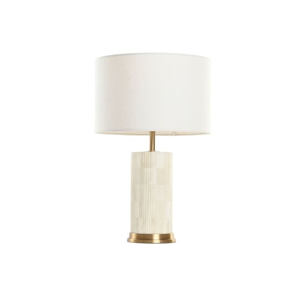 Bordslampa Home ESPRIT Vit Beige Gyllene 50 W 220 V