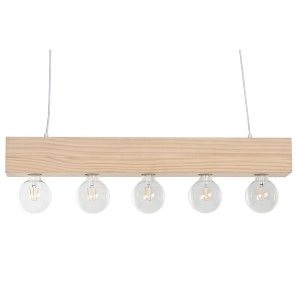 Taklys Home ESPRIT Hvit Svart Lysebrun Tre 50 W 80 x 10 x 30 cm