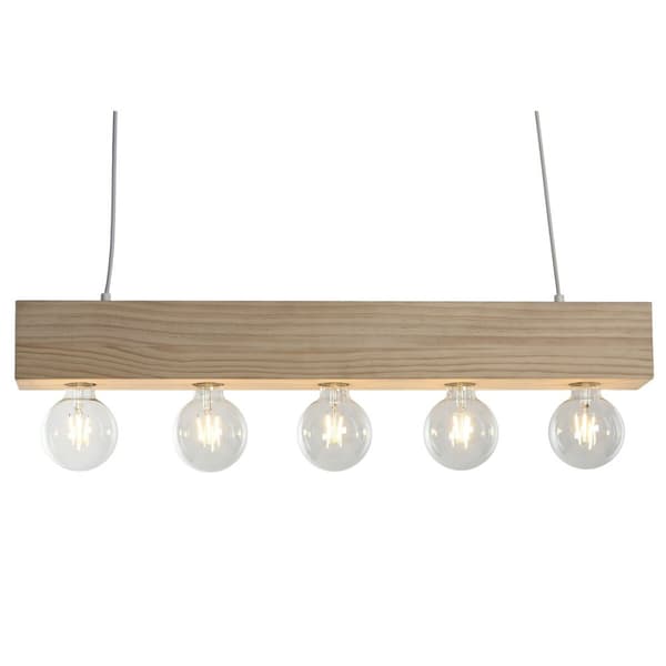 Taklys Home ESPRIT Hvit Svart Lysebrun Tre 50 W 80 x 10 x 30 cm
