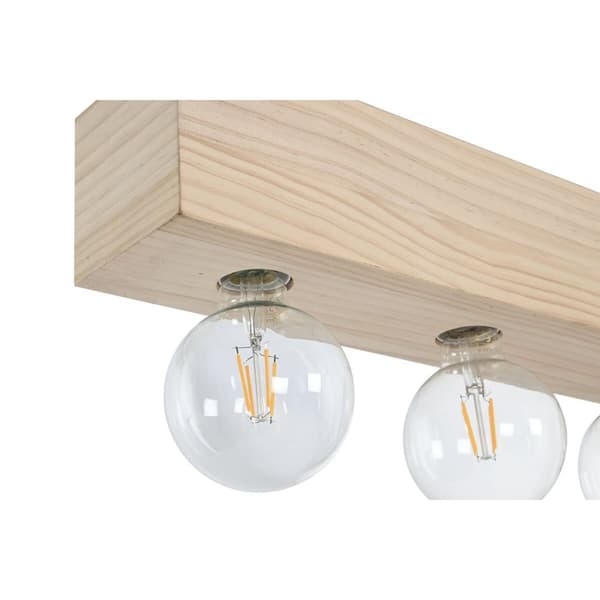 Taklys Home ESPRIT Hvit Svart Lysebrun Tre 50 W 80 x 10 x 30 cm