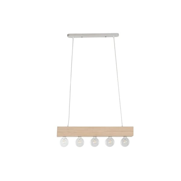 Taklys Home ESPRIT Hvit Svart Lysebrun Tre 50 W 80 x 10 x 30 cm